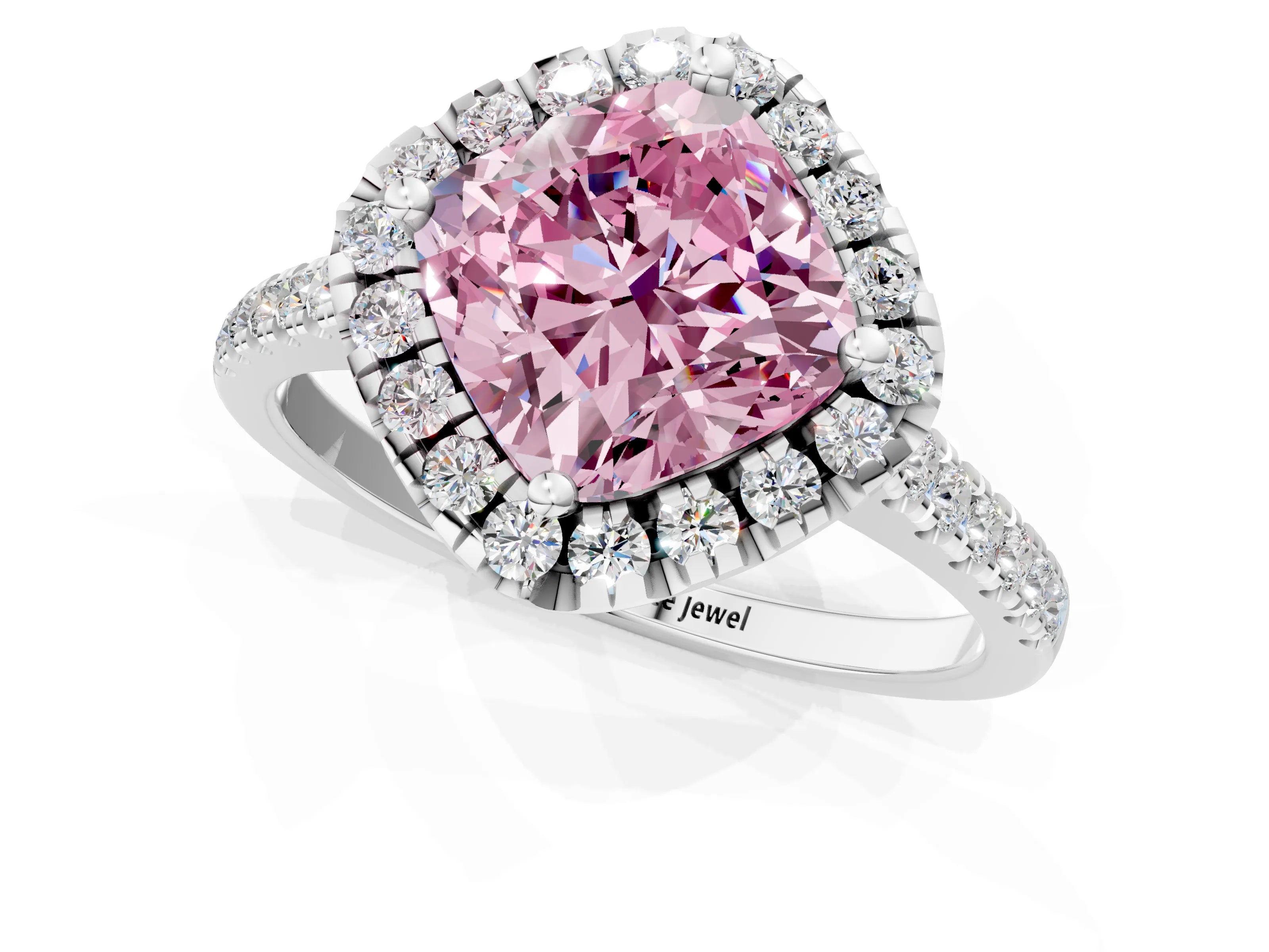 White gold Fancy Pink Cushion Cut Diamond Cushion Halo Ring with Pavé Band_1