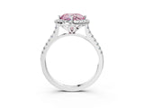 White gold Fancy Pink Cushion Cut Diamond Cushion Halo Ring with Pavé Band_3