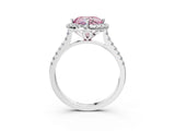 White gold Fancy Pink Cushion Cut Diamond Cushion Halo Ring with Pavé Band_9