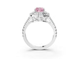 White gold Fancy Pink Cushion Cut Diamond Double Halo Ring with Pavé Band and Prong Setting_116