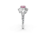 White gold Fancy Pink Cushion Cut Diamond Double Halo Ring with Pavé Band and Prong Setting_130