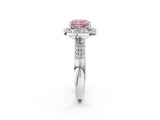 White gold Fancy Pink Cushion Cut Diamond Double Halo Ring with Split Shank and Four-Prong Setting_2