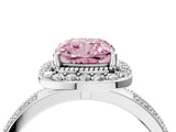 White gold Fancy Pink Cushion Cut Diamond Double Halo Ring with Split Shank and Four-Prong Setting_4