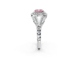 White gold Fancy Pink Cushion Cut Diamond Double Halo Ring with Split Shank and Prong Setting_29