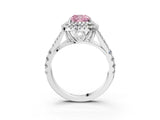White gold Fancy Pink Cushion Cut Diamond Double Halo Ring with Split Shank and Prong Setting_30