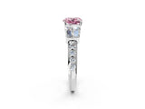 White gold Fancy Pink Cushion Cut Diamond Engagement Ring with Baguette Side Stones and Channel Set Band_34