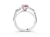 White gold Fancy Pink Cushion Cut Diamond Engagement Ring with Baguette Side Stones and Channel Set Band_35