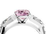 White gold Fancy Pink Cushion Cut Diamond Engagement Ring with Baguette Side Stones and Channel Set Band_36