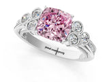 White gold Fancy Pink Cushion  Cut Diamond Engagement Ring with Bezel Set Round Side Stones and Prong Setting_50