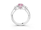 White gold Fancy Pink Cushion  Cut Diamond Engagement Ring with Bezel Set Round Side Stones and Prong Setting_52