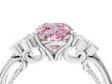 White gold Fancy Pink Cushion  Cut Diamond Engagement Ring with Bezel Set Round Side Stones and Prong Setting_53