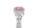 White gold Fancy Pink Cushion  Cut Diamond Engagement Ring with Bezel Set Round Side Stones and Prong Setting_54