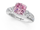 White gold Fancy Pink Cushion  Cut Diamond Engagement Ring with Pavé Band and Four-Prong Setting_4