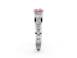 White gold Fancy Pink Cushion  Cut Diamond Engagement Ring with Pavé Band and Four-Prong Setting_5