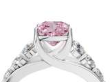White gold Fancy Pink Cushion  Cut Diamond Engagement Ring with Pavé Band and Four-Prong Setting_7