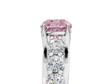 White gold Fancy Pink Cushion  Cut Diamond Engagement Ring with Pavé Band and Four-Prong Setting_8