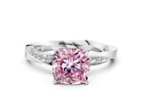 White gold Fancy Pink Cushion Cut Diamond Engagement Ring with Side Stone Accents and Four-Prong Setting_24