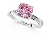 White gold Fancy Pink Cushion Cut Diamond Engagement Ring with Side Stone Accents and Four-Prong Setting_25