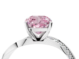White gold Fancy Pink Cushion Cut Diamond Engagement Ring with Side Stone Accents and Four-Prong Setting_28