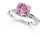 White gold Fancy Pink Cushion Cut Diamond Engagement Ring with Side Stone Accents and Four-Prong Setting_73