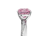 White gold Fancy Pink Cushion Cut Diamond Engagement Ring with Side Stone Accents and Four-Prong Setting_77