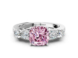 White gold Fancy Pink Cushion  Cut Diamond Five-Stone Prong Set White Gold Ring_31