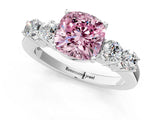 White gold Fancy Pink Cushion  Cut Diamond Five-Stone Prong Set White Gold Ring_32