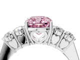White gold Fancy Pink Cushion  Cut Diamond Five-Stone Prong Set White Gold Ring_35