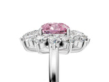White gold Fancy Pink Cushion Cut Diamond Floral Double Halo Engagement Ring with Prong Setting_41