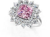 White gold Fancy Pink Cushion Cut Diamond Floral Double Halo Engagement Ring with Prong Setting_43