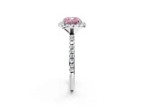 White gold Fancy Pink Cushion  Cut Diamond Floral Halo Engagement Ring with Pavé Band and Prong Setting_38