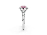 White gold Fancy Pink Cushion  Cut Diamond Floral Halo Engagement Ring with Shared Prong Setting 2