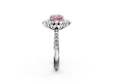 White gold Fancy Pink Cushion  Cut Diamond Floral Halo Pave Band with Prong Setting_39