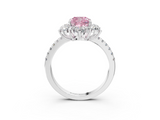 White gold Fancy Pink Cushion  Cut Diamond Floral Halo Pave Band with Prong Setting_40