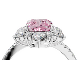 White gold Fancy Pink Cushion  Cut Diamond Floral Halo Pave Band with Prong Setting_41