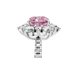 White gold Fancy Pink Cushion  Cut Diamond Floral Halo Pave Band with Prong Setting_42