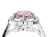 White gold Fancy Pink Cushion Cut Diamond Floral Halo Split Shank Prong Setting Ring_4
