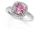 White gold Fancy Pink Cushion Cut Diamond Halo Engagement Ring with Pavé Band and Prong Setting_40