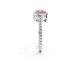 White gold Fancy Pink Cushion Cut Diamond Halo Engagement Ring with Pavé Band and Prong Setting_41