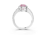 White gold Fancy Pink Cushion Cut Diamond Halo Engagement Ring with Pavé Band and Prong Setting_42