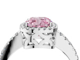 White gold Fancy Pink Cushion Cut Diamond Halo Engagement Ring with Pavé Band and Prong Setting_43