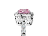 White gold Fancy Pink Cushion Cut Diamond Halo Engagement Ring with Pavé Band and Prong Setting_44