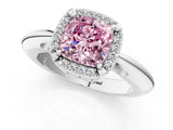 White gold Fancy Pink Cushion  Cut Diamond Halo Engagement Ring with Split Shank and Four-Prong Setting_101