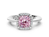 White gold Fancy Pink Cushion  Cut Diamond Halo Engagement Ring with Split Shank and Four-Prong Setting_90