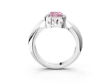 White gold Fancy Pink Cushion  Cut Diamond Halo Engagement Ring with Split Shank and Four-Prong Setting_93