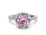 White gold Fancy Pink Cushion Cut Diamond Halo Pave Band with Four-Prong Setting_3