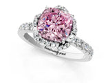 White gold Fancy Pink Cushion Cut Diamond Halo Pave Band with Four-Prong Setting_4