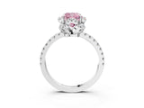 White gold Fancy Pink Cushion Cut Diamond Halo Pave Band with Four-Prong Setting_6