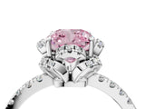 White gold Fancy Pink Cushion Cut Diamond Halo Pave Band with Four-Prong Setting_7