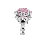 White gold Fancy Pink Cushion Cut Diamond Halo Pave Band with Four-Prong Setting_8